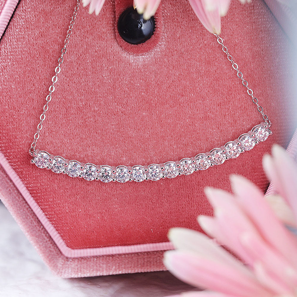 Smile Design Paved Sterling Silver Moissanite Necklace