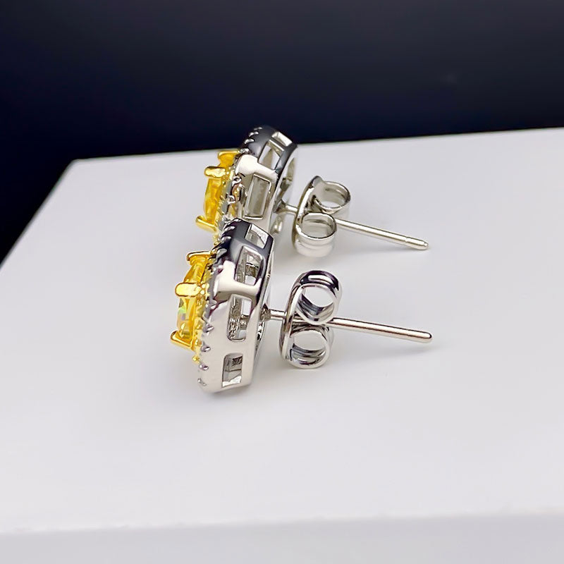Sparkling Halo Cushion Cut Stud Earrings