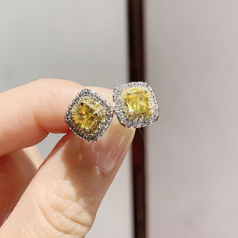 Sparkling Halo Cushion Cut Stud Earrings