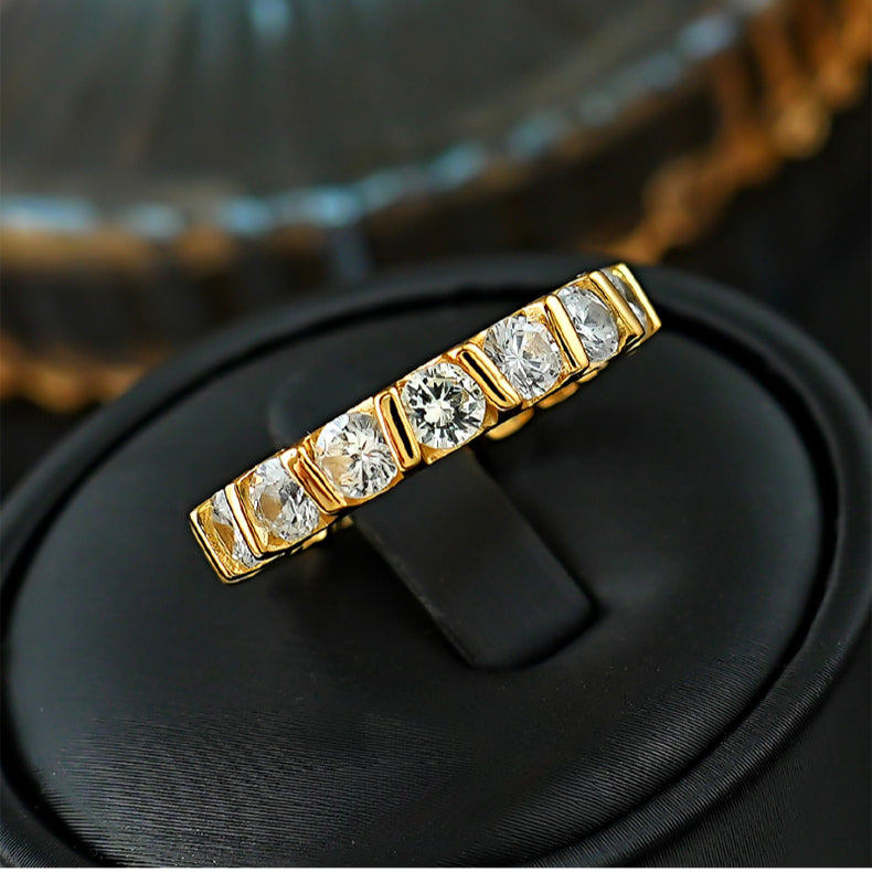 Stunning Round Cut Paved Sterling Silver Band