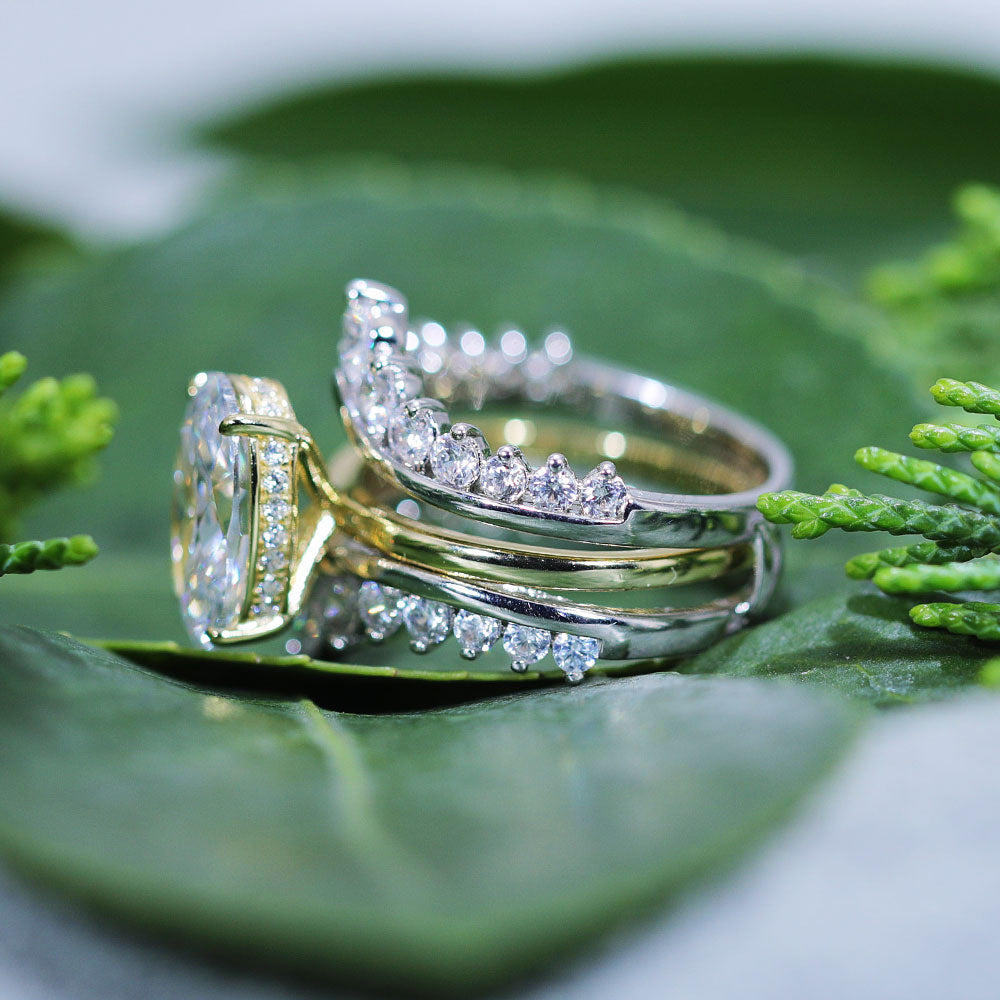 2 Pcs Oval Cut Enhancer Wedding Bridal Set