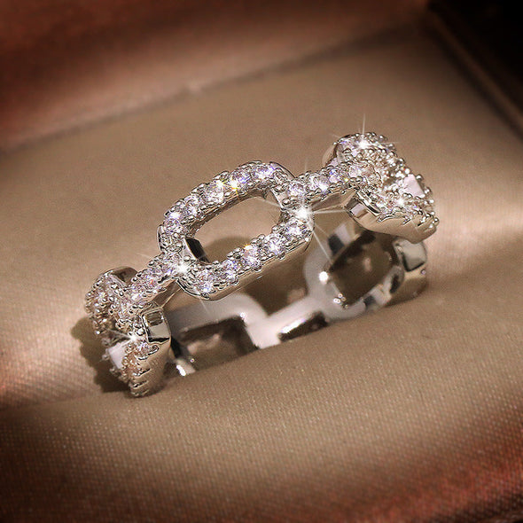 Silver Plated Dainty Trendy Link Ring