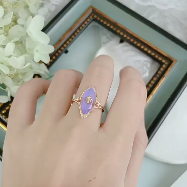 Moon Stone Marquise Shape Women's Ring in Sterling Silver