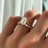 2pcs Exclusive Golden Tone Emerald Cut Bridal Set For Women In Sterling Silver