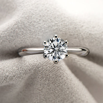 Classic 2.0 CT 6 Prong Round Cut Sterling Silver Engagement Ring