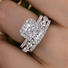 3PC Gorgeous Halo Radiant Cut Bridal Set In Sterling Silver