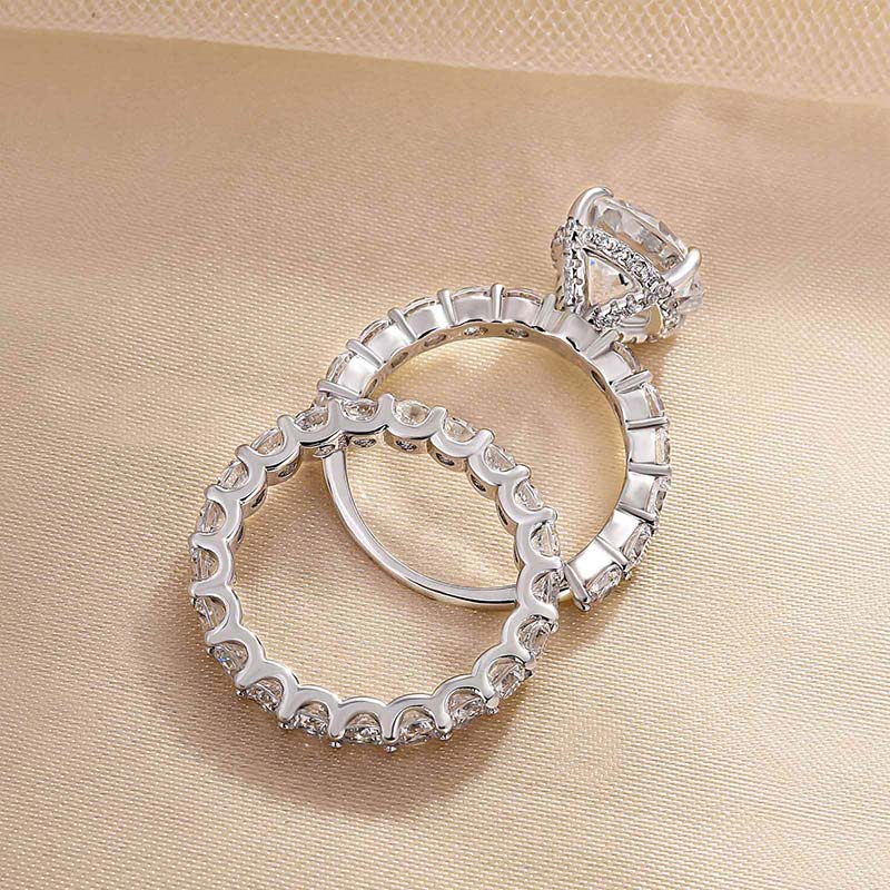 Classic Round Cut 4 Prong Bridal Set In Sterling Silver