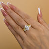 Luxurious 3PCS Golden Tone Oval Cut  Sterling Silver Wedding Bridal Set