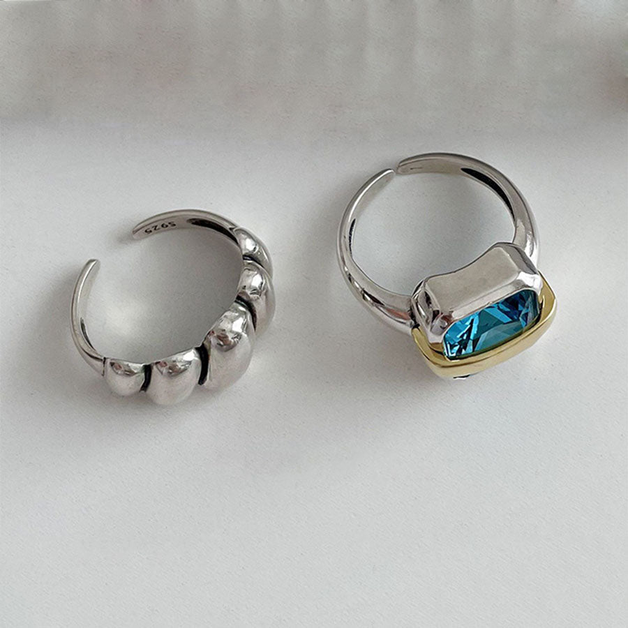 Retro INS Style Square Adjustable Open Rings