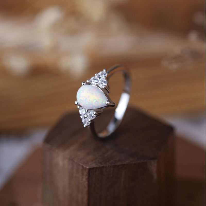 Oval Shape Opal Sterling Silver Ring