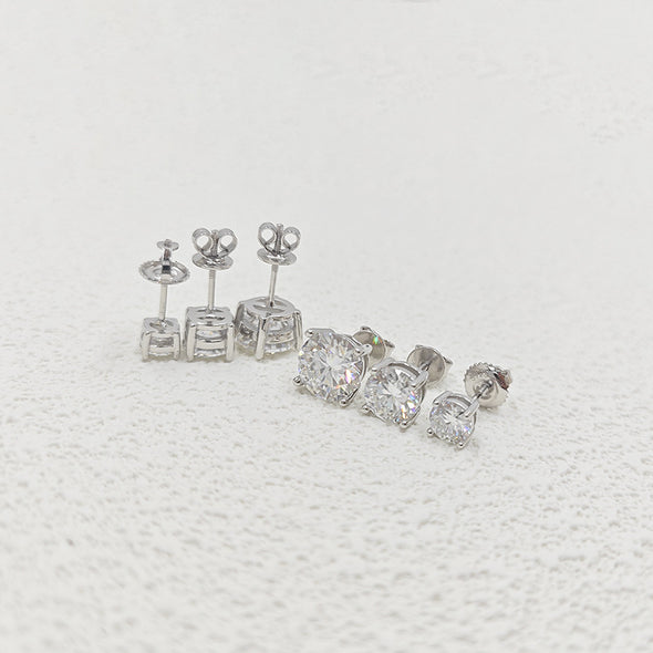 Gorgeous Round Cut Moissanite Stud Earrings In Sterling Silver