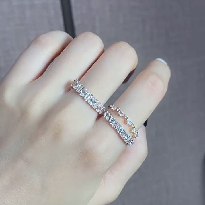 Elegant Half Eternity Sterling Silver Band