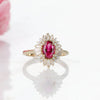 Vintage Golden Tone Cluster Ruby / Emerald Oval Cut Sterling Silver Engagement Ring