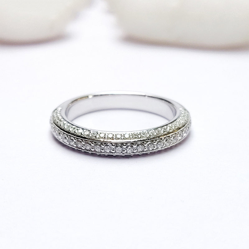 2pcs Triple Row Princess Cut Sterling Silver Bridal Set For Women