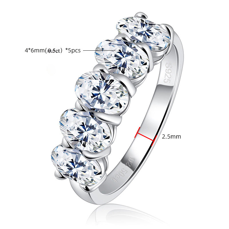 2.5 Ct Oval Cut Moissanite White Gold Band
