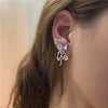 Retro Purple Rhinestones Butterfly Ear Clip & Stud Earrings(A Pair)