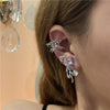 Retro Purple Rhinestones Butterfly Ear Clip & Stud Earrings(A Pair)