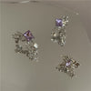 Retro Purple Rhinestones Butterfly Ear Clip & Stud Earrings(A Pair)