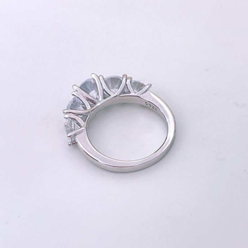 Fine Stone Sterling Silver Half Eternity Wedding Band