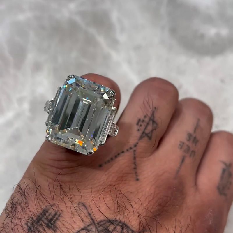 15ct Emerald Cut White Sapphire Luxury Handmade Sterling Silver Men’s Ring