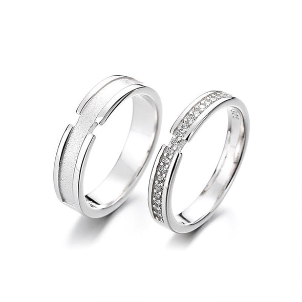 Quality Round Cut Couple Rings in Sterling Silver