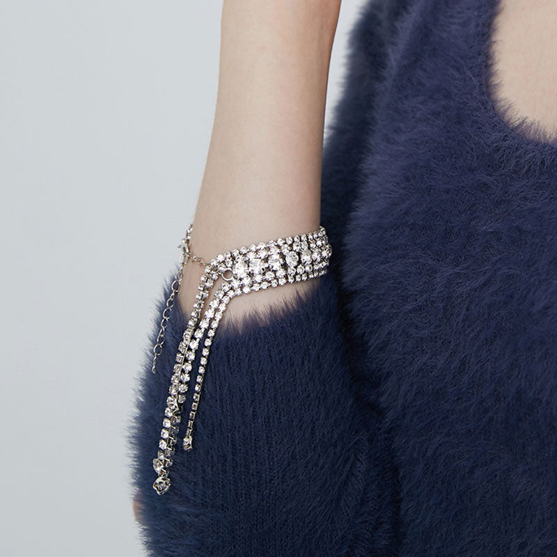 Sparkle Geometric Decor Fringe Rhinestones Bracelet