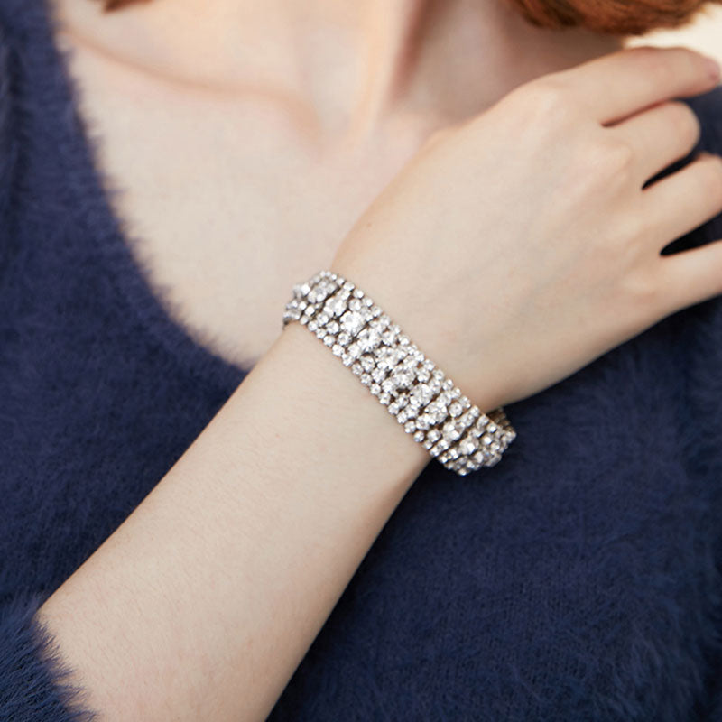 Sparkle Geometric Decor Fringe Rhinestones Bracelet