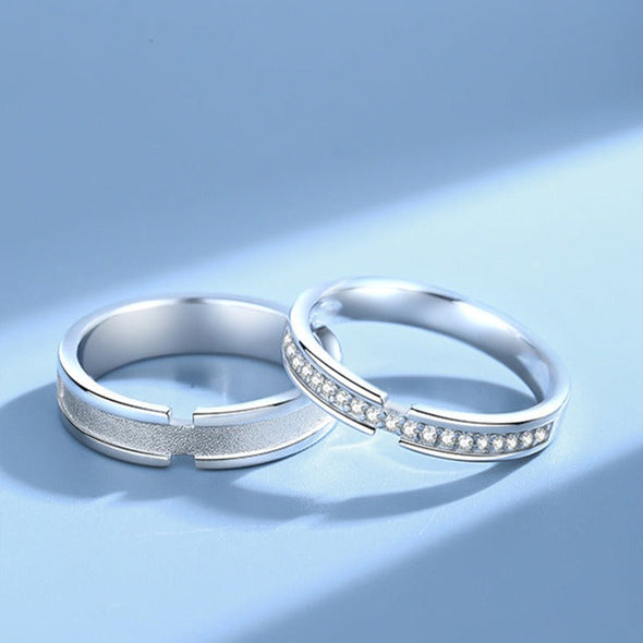 Quality Round Cut Couple Rings in Sterling Silver