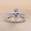 2pcs Marquise Cut Bridal Ring Set in Sterling Silver