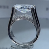 4.5ct Distinctive Inverted Tension-set Oval Cut Sterling Silver Engagement Ring