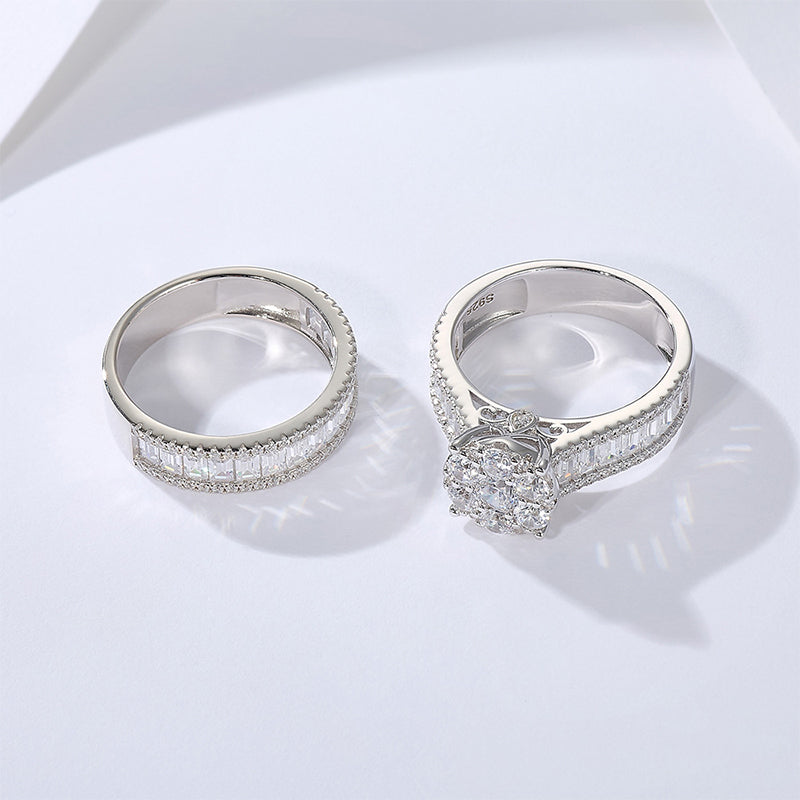 Sale | Stunning Round Cut Sterling Silver Wedding Bridal Set