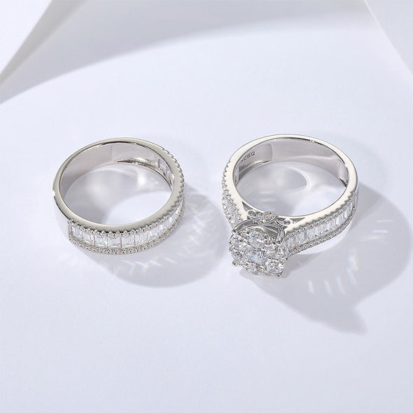 Sale | Stunning Round Cut Sterling Silver Wedding Bridal Set