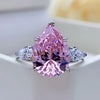 Classic Three Stone Yellow Pear Cut Sterling Silver Engagement Ring