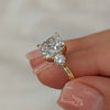 Three Stone Golden Tone Cushion Cut Sterling Silver Engagement Ring