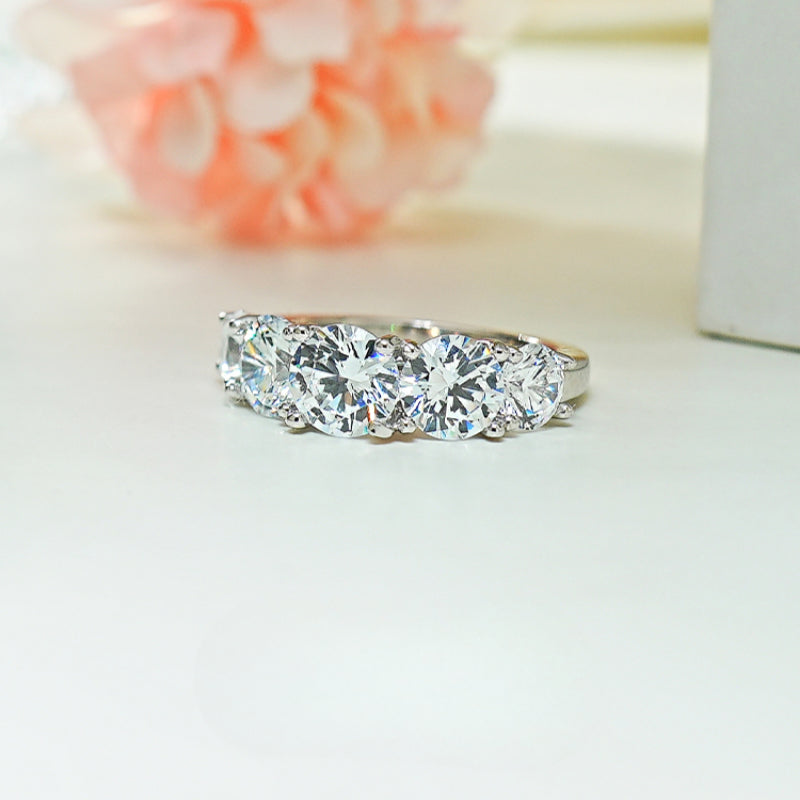 Fine Stone Sterling Silver Half Eternity Wedding Band