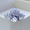 Classic Three Stone Yellow Pear Cut Sterling Silver Engagement Ring