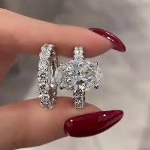 Gorgeous 2 Pcs Oval Cut Sterling Silver Bridal Set