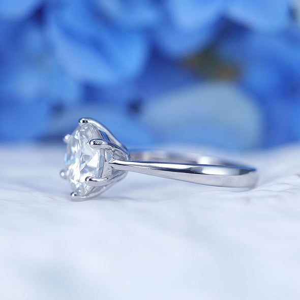 ShineofDiamond Classic 6 Prong Round Cut Moissanite Ring