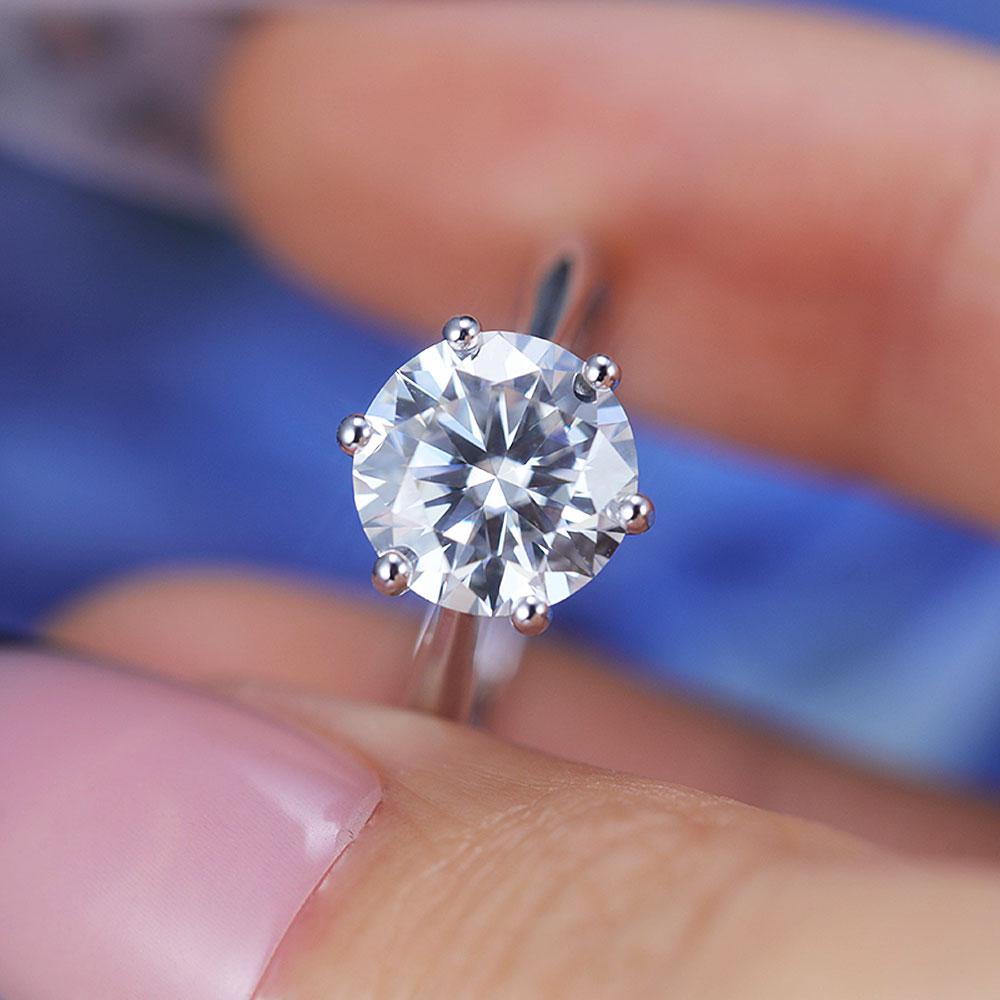 ShineofDiamond Classic 6 Prong Round Cut Moissanite Ring