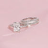 4PCS Radiant Cut Ring With Baguette & Pear Band Bridal Set in Sterling Silver