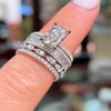 4PCS Radiant Cut Ring With Baguette & Pear Band Bridal Set in Sterling Silver