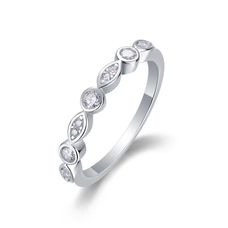 Simple Half Eternity 18k White Gold Plated Moissanite Band