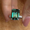 Vintage Emerald Green Moissanite Sterling Silver Ring