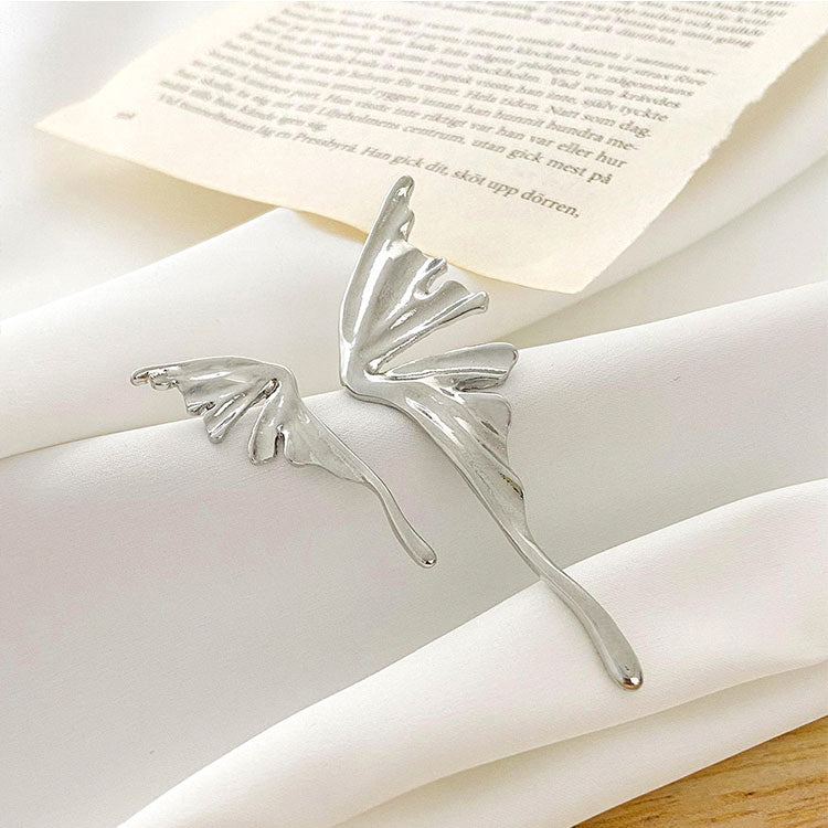 Unique Asymmetrical Butterfly Design Stud Earrings