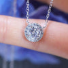 Classic 1.0 CT Round Cut Halo Design Moissanite Necklace
