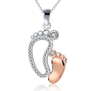 Cute Feets Sterling Silver Necklace For 'Mother's Day'