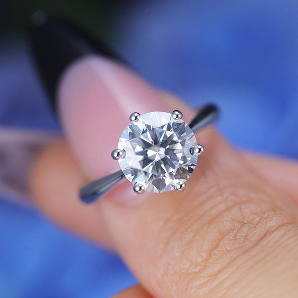 ShineofDiamond Classic 6 Prong Round Cut Moissanite Ring