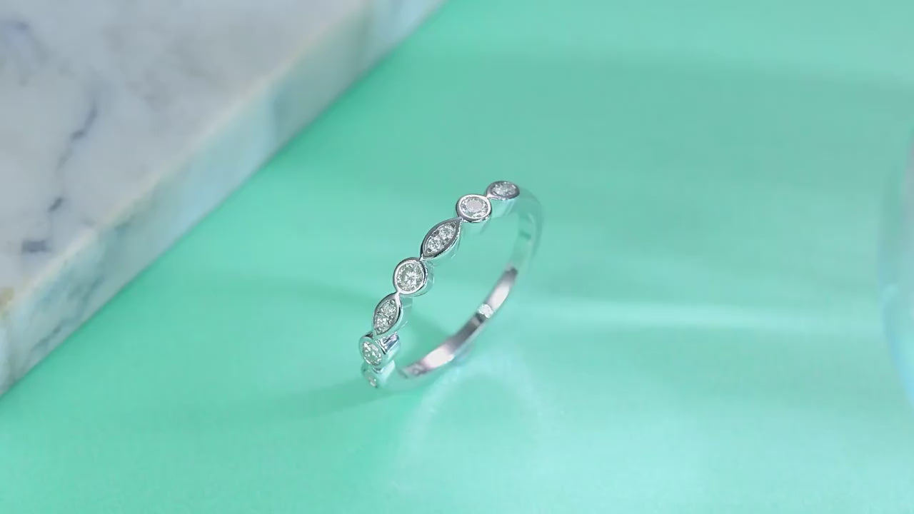 Simple Half Eternity 18k White Gold Plated Moissanite Band