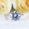 Classic Round Cut Sterling Silver Ring With Half Eternity Band