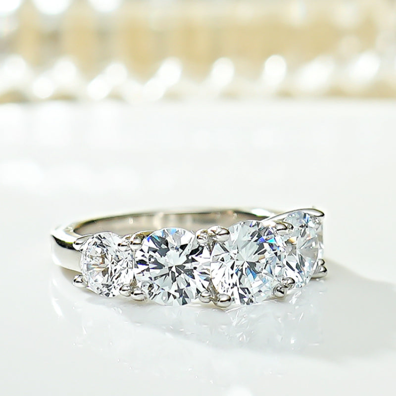 Fine Stone Sterling Silver Half Eternity Wedding Band